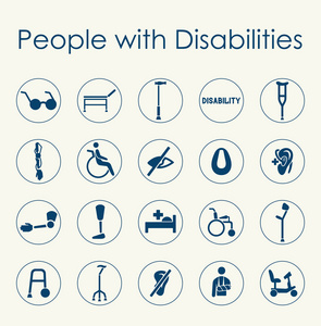 人与残疾简单的图标集