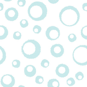 与小点组成的圆形元素抽象无缝图案背景。在白色的矢量图