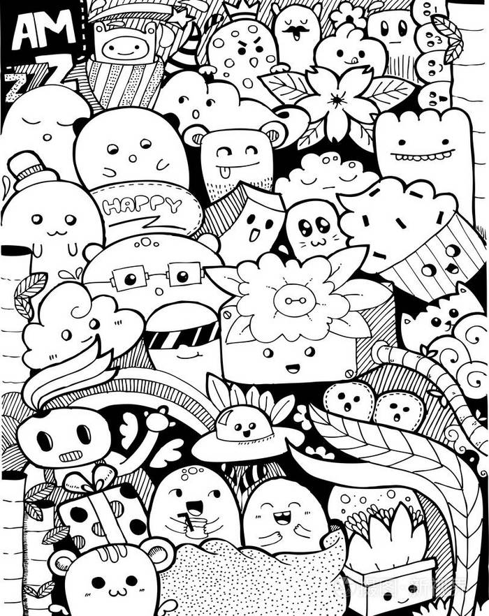 可爱的抽象涂鸦图形