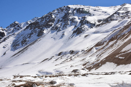 景观的山雪在圣地亚哥，智利