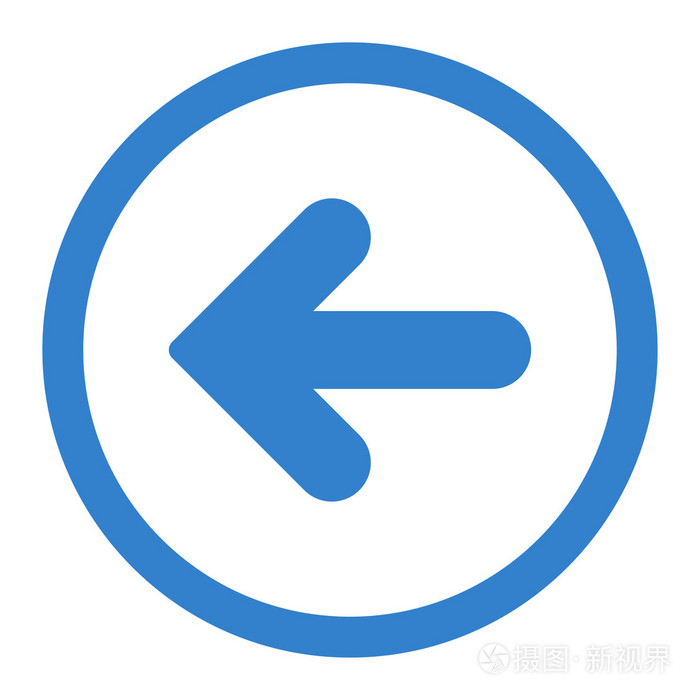 箭头键向左平钴色圆形矢量图标