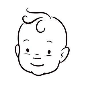 线条黑色和白色简单的线条矢量卡通插画的一张可爱的笑脸娃娃脸照片