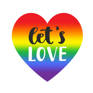 鼓舞人心的同性恋骄傲海报与彩虹谱心照片