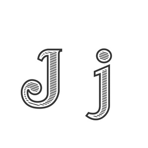 带底纹的字体纹身雕刻字母 J