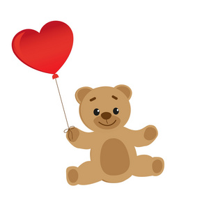 泰迪熊与心气球