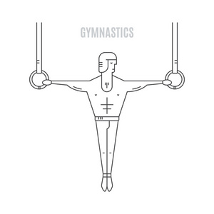 吊在吊环上的体操运动员