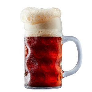 杯霜暗红色啤酒泡沫