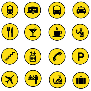 机场购物商场矢量图标设置插画照片