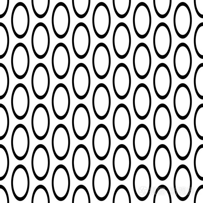 黑色和白色无缝的抽象垂直几何图案-矢量椭圆环背景图形