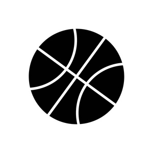 孤立的黑色和白色篮球球剪影图标