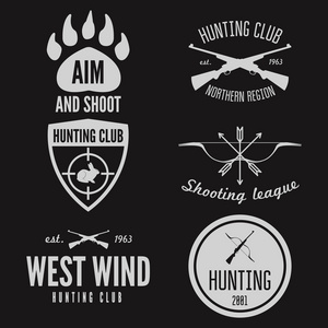狩猎俱乐部的标志标志标签或标志型元素集