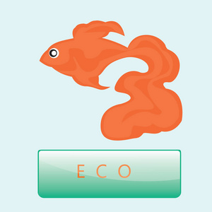 装饰的红色鱼标志生态设计艺术插画孤立光矢量背景
