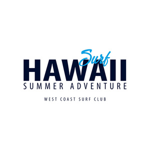 夏威夷冲浪徽记或标志。矢量图