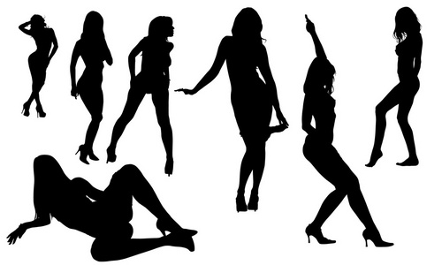 性感的女人超级包剪影在日出的完美身材的性感女人的剪影性感的女人站