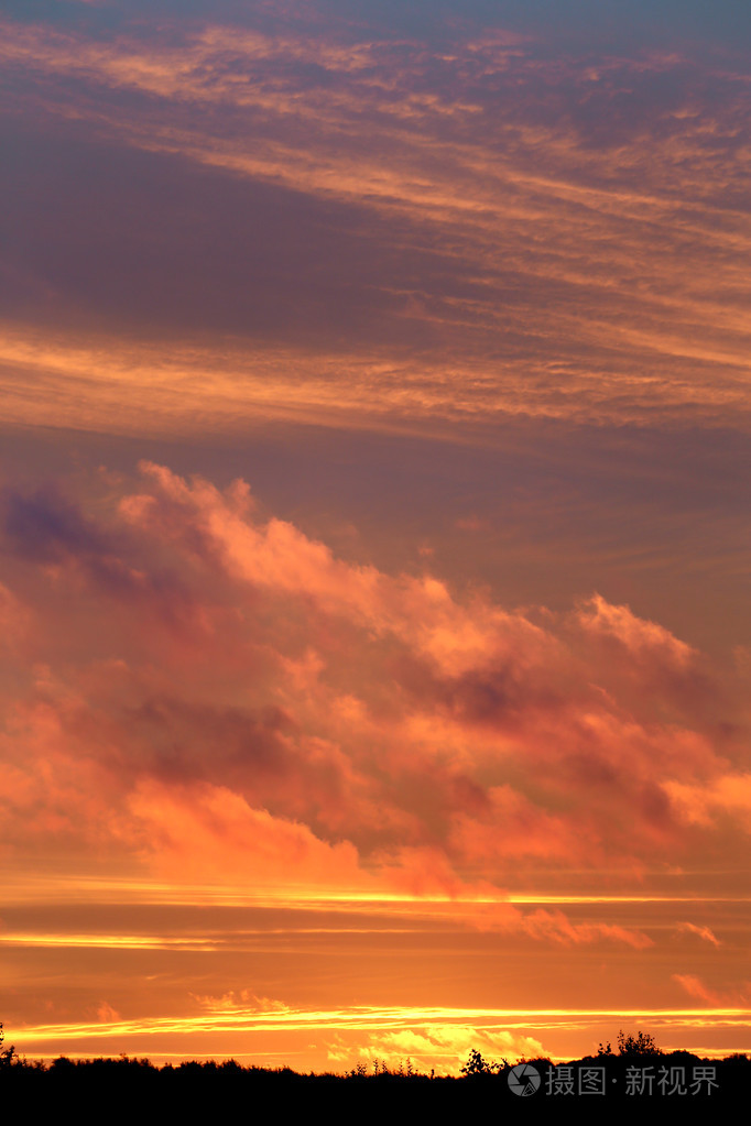照片的夕阳的天空