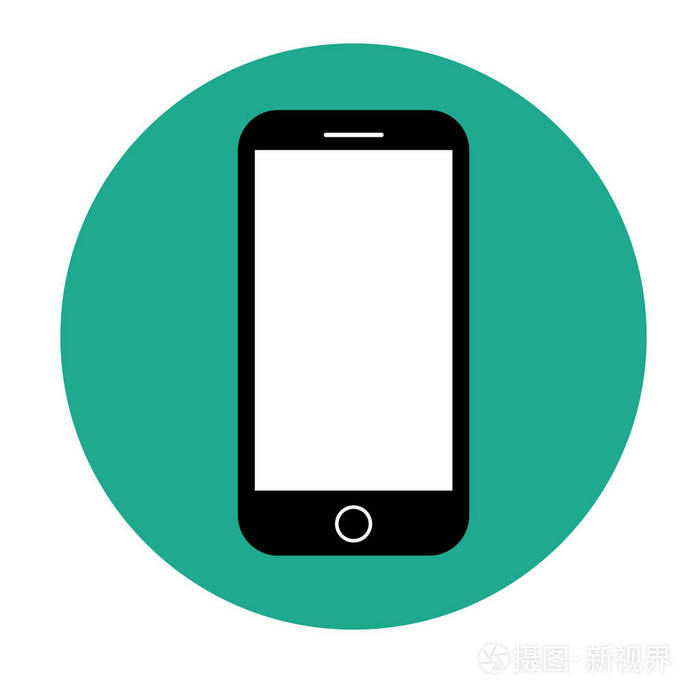 电话或智能手机图标,在触摸屏幕样式与绿色背景矢量图