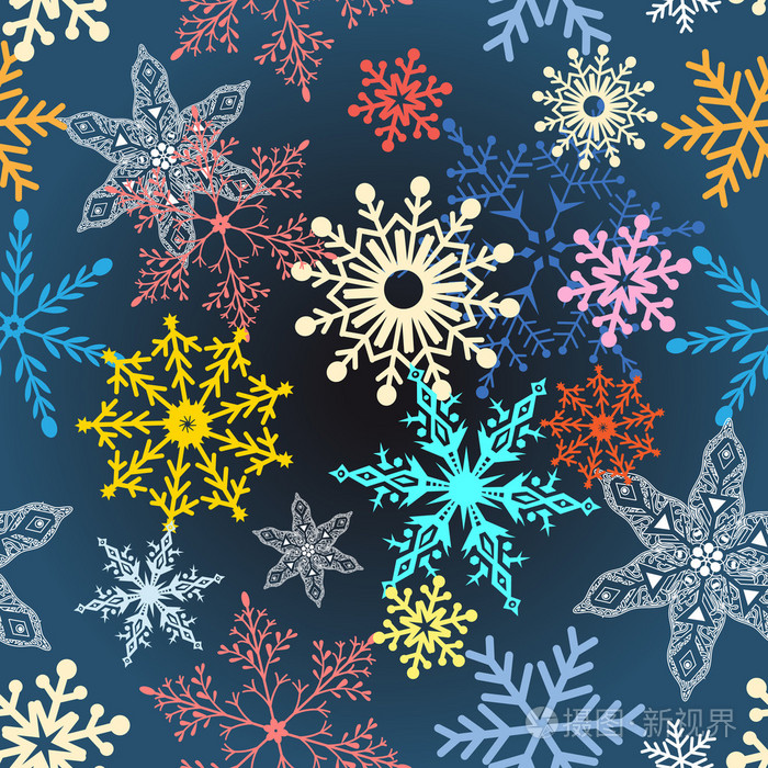 多彩色的雪花插画-正版商用图片0d1yd6-摄图新视界