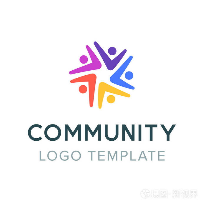 社区的标志团队合作社会的标志伙伴关系的象征人们沟通符号模板