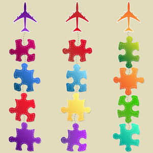 彩色现代模板设计横幅与飞机