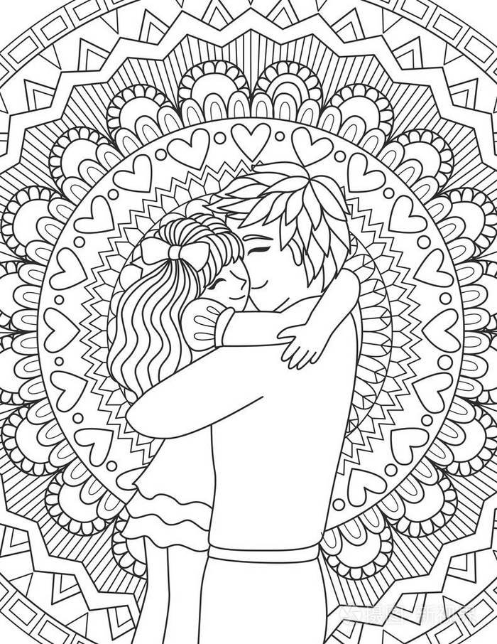 父亲拥抱女儿插画-正版商用图片0d21bm-摄图新视界