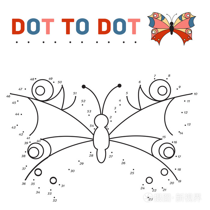 连接点,在样本上画一只蝴蝶. 气的游戏