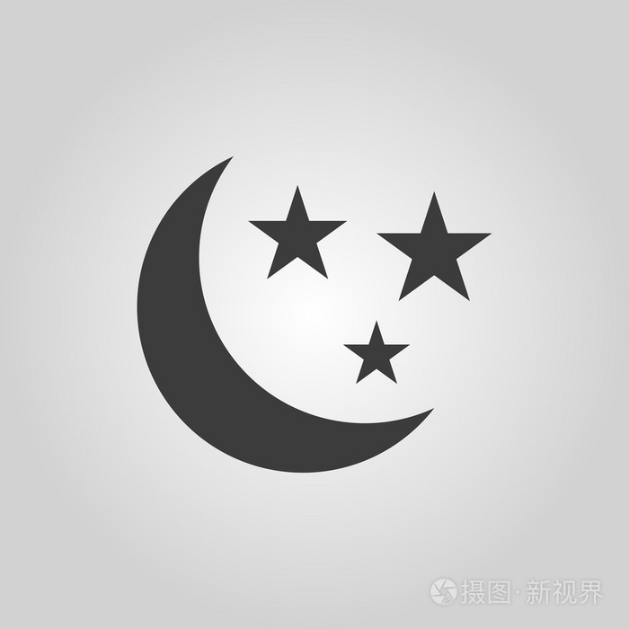 月亮和星星的图标.晚上,睡眠符号.单位