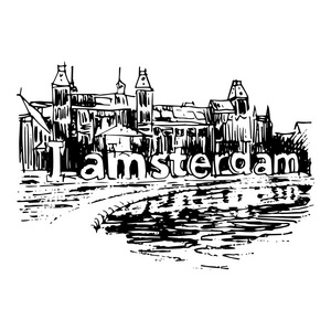阿姆斯特丹地标的矢量插图荷兰荷兰荷兰