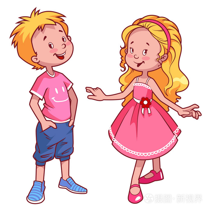 非常可爱的孩子们男孩和女孩