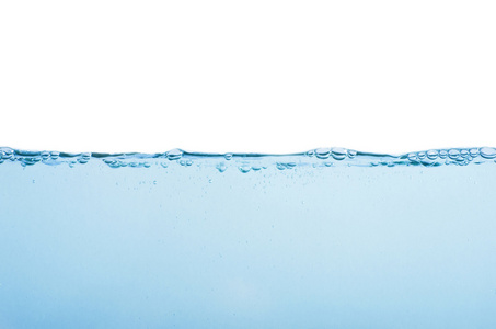 水和空气的气泡在白色的背景,文字的空间照片