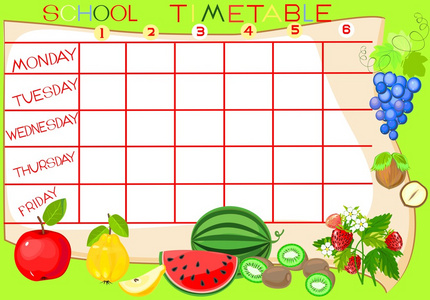 学校与水果的时间表