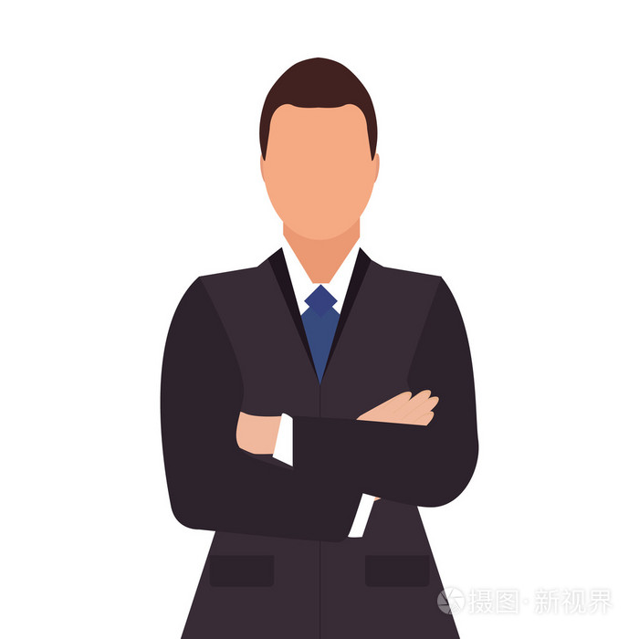 穿西装的男人.双臂交叉在胸前