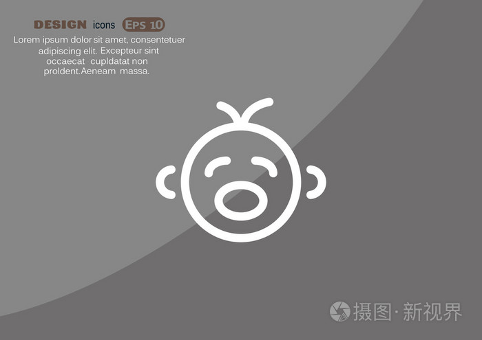 婴儿的哭声在简单的线条轮廓