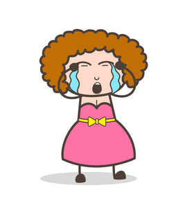 卡通成人女人在哭脸矢量照片