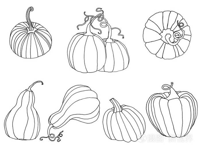在笔画的万圣节南瓜