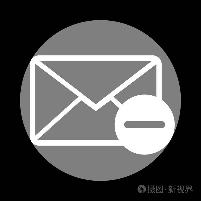 邮件标志图中灰色圆圈在黑色的黑色的白色图标
