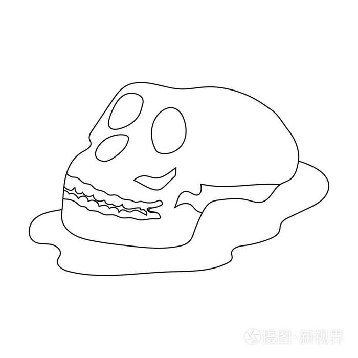 人类化石在白色背景上孤立的大纲样式图标恐龙和史前象征股票矢量图