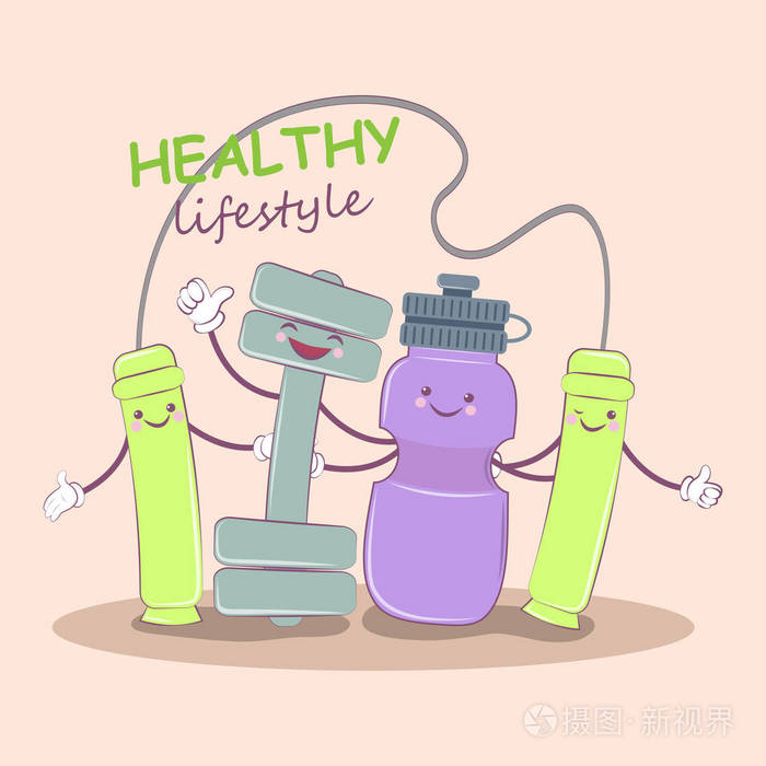 健康的生活方式可爱的图片的最好的朋友健康的生活方式跳绳哑铃和矿泉
