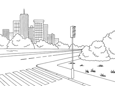 十字路口卡通图片-十字路口卡通素材-十字路口卡通插画-摄图新视界