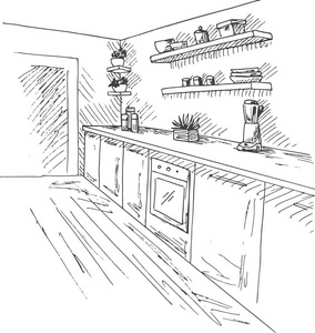 厨房家具怎么画简笔画图片