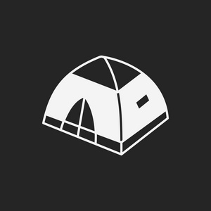 野营帐篷图标露营帐篷屋线图标轮廓矢量标志线性风格象形文字隔离在