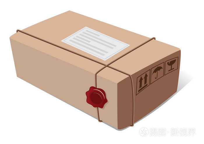带有蜡封和图标的盒子邮包