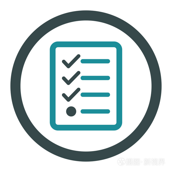 核对表平面软蓝色圆形矢量图标