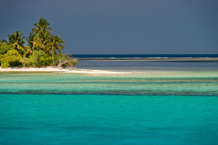马尔代夫的热带天堂海滩水晶水椰子树岛