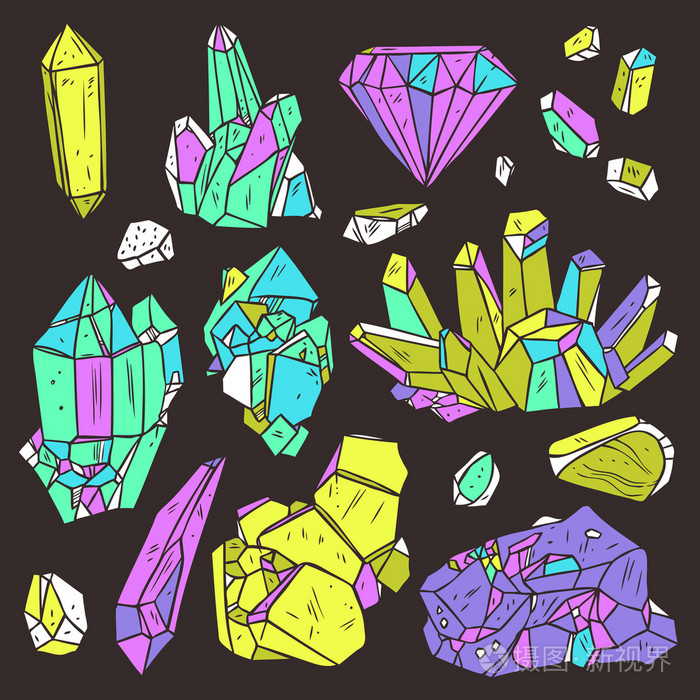 手绘晶体和矿物质插画-正版商用图片0d43m6-摄图新视界