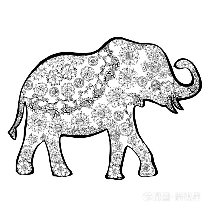 木雕的大象插画-正版商用图片0d48lz-摄图新视界