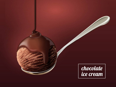 勺巧克力冰激淋
