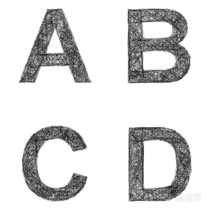 线艺术字体设置字母abcd