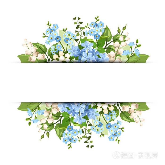 背景有蓝色和白色的花 矢量eps 10 插画 正版商用图片0d4j2q 摄图新视界