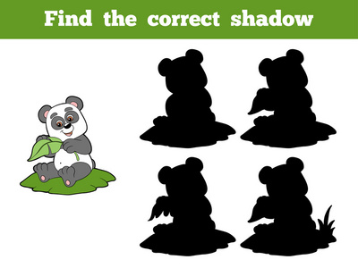 找到正确的影子熊猫和树叶