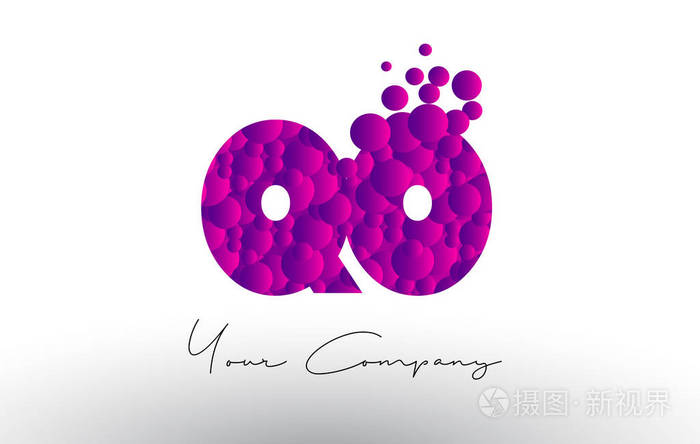 紫色泡沫质地 Qo Q O 点字母徽标